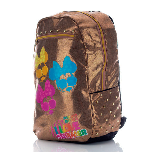 Mochila Disney Minnie Mouse I Love Summer Original Nueva Color Marrón Diseño De La Tela Alta Calidad