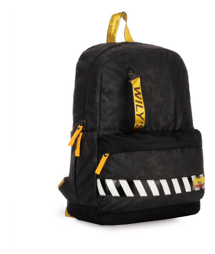 Mochila Clásica Negro Camuflaje Wilys Diseño De La Tela Liso