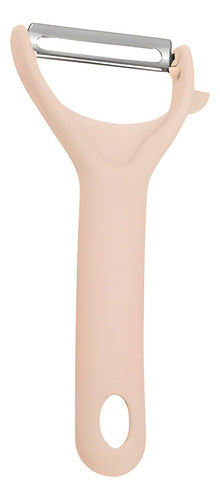 Set Portátil Juego De Cuchillo, Pelador Y Tabla Color Rosa