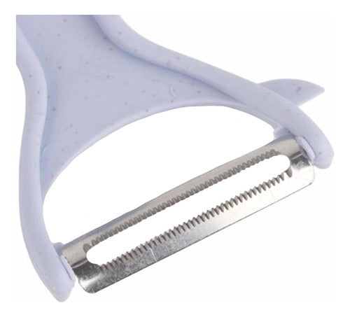 Set Juego De Cuchillo Acero Inoxidable Pelador Tabla Cocina Color Azul