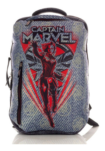 Mochila Marvel Capitana Marvel Original Nueva Backpack Color Azul Diseño De La Tela Alta Calidad
