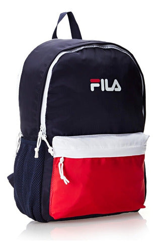 Mochila Letter Dna Fila Para Hombre Y Mujer, Color Azul Marino, Rojo Y Blanco, Diseño De Tela Lisa