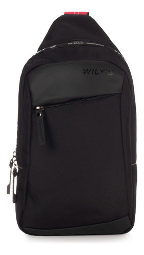 Mochila Cruzada Negro Con Rojo Wilys