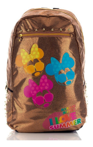 Mochila Disney Minnie Mouse I Love Summer Original Nueva Color Marrón Diseño De La Tela Alta Calidad