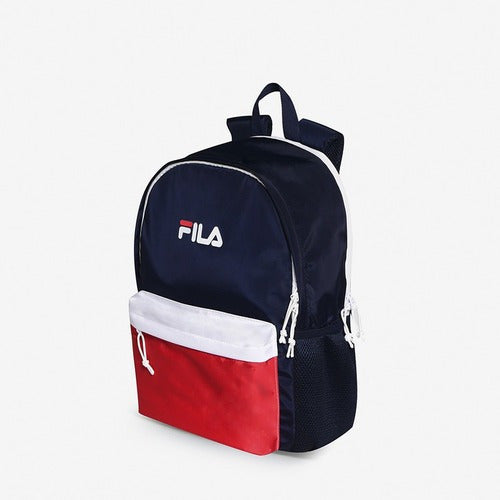 Mochila Letter Dna Fila Para Hombre Y Mujer, Color Azul Marino, Rojo Y Blanco, Diseño De Tela Lisa