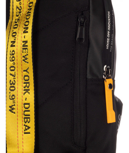 Mochila Cruzada Negro Con Amarillo Wilys