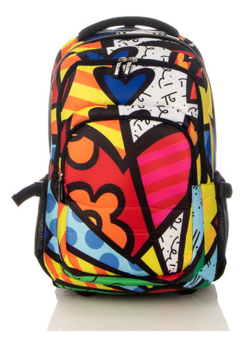 Mochila Con Ruedas Original Romero Britto Heart Nueva