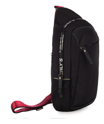 Mochila Cruzada Negro Con Rojo Wilys