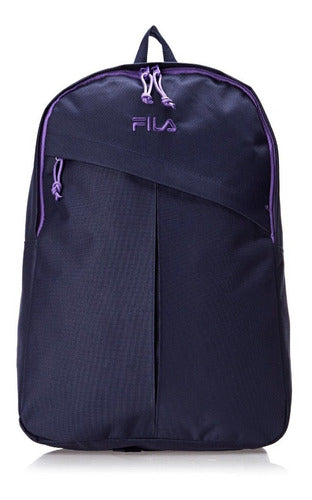 Mochila Fila Diagonal Para Hombre Y Mujer, Color Azul Marino/morado, Diseño De Tela Lisa