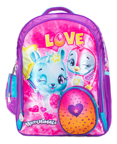 Mochila Hatchimals Morada Love Primaria Ruz Color Violeta Diseño De La Tela Liso