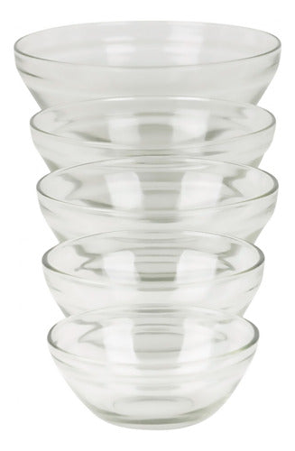 Set De 5 Bowls De Cristal Con Tapa De Plástico Verde