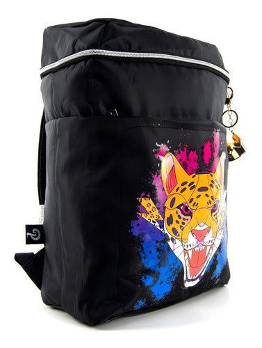 Mochila Handbag Polinesios Tiger Original Nueva Color Negro Diseño De La Tela Nylon