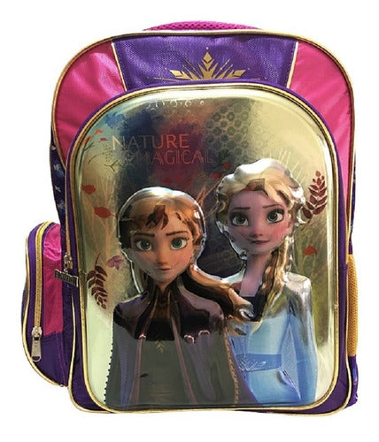 Mochila 3d Primaria Elsa Y Anna Color Violeta