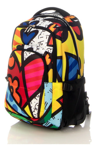 Mochila Con Ruedas Original Romero Britto Heart Nueva