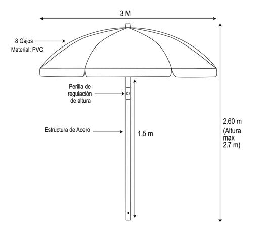 Sombrilla De Playa De 3 M Paraguas Blanco