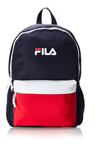 Mochila Letter Dna Fila Para Hombre Y Mujer, Color Azul Marino, Rojo Y Blanco, Diseño De Tela Lisa