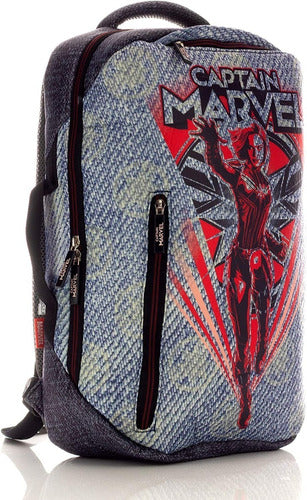 Mochila Marvel Capitana Marvel Original Nueva Backpack Color Azul Diseño De La Tela Alta Calidad