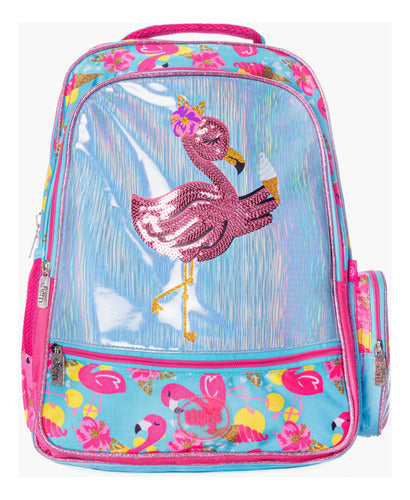 Mochila Lentejuela Wilys Flamingo Rosa