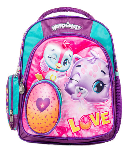 Mochila Hatchimals Morada Love Kinder Ruz