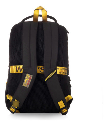 Mochila Ejecutiva Negra Detalles Amarillos Wilys