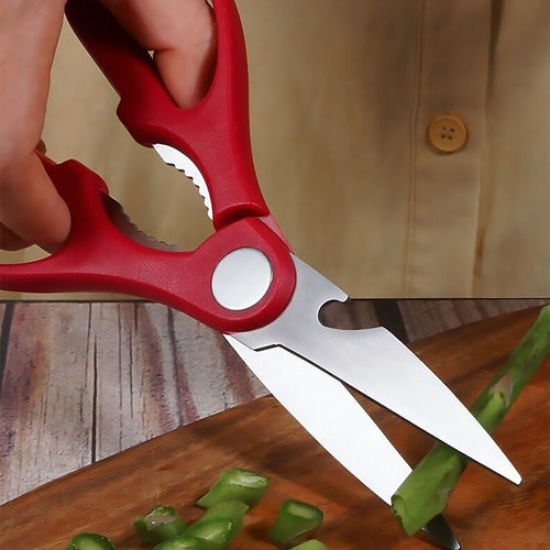 Juego De Cuchillos, Pelador Y Tijeras Rojo 5 Pzs