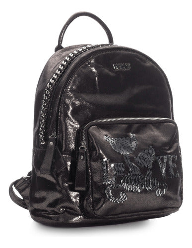 Mini Backpack Love Glitter Gris Wilys Mochila