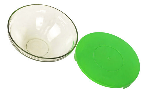 Set De 5 Bowls De Cristal Con Tapa De Plástico Verde