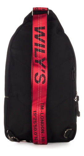 Mochila Cruzada Negro Con Rojo Wilys