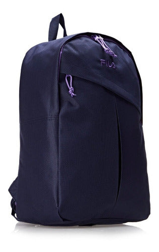 Mochila Fila Diagonal Para Hombre Y Mujer, Color Azul Marino/morado, Diseño De Tela Lisa